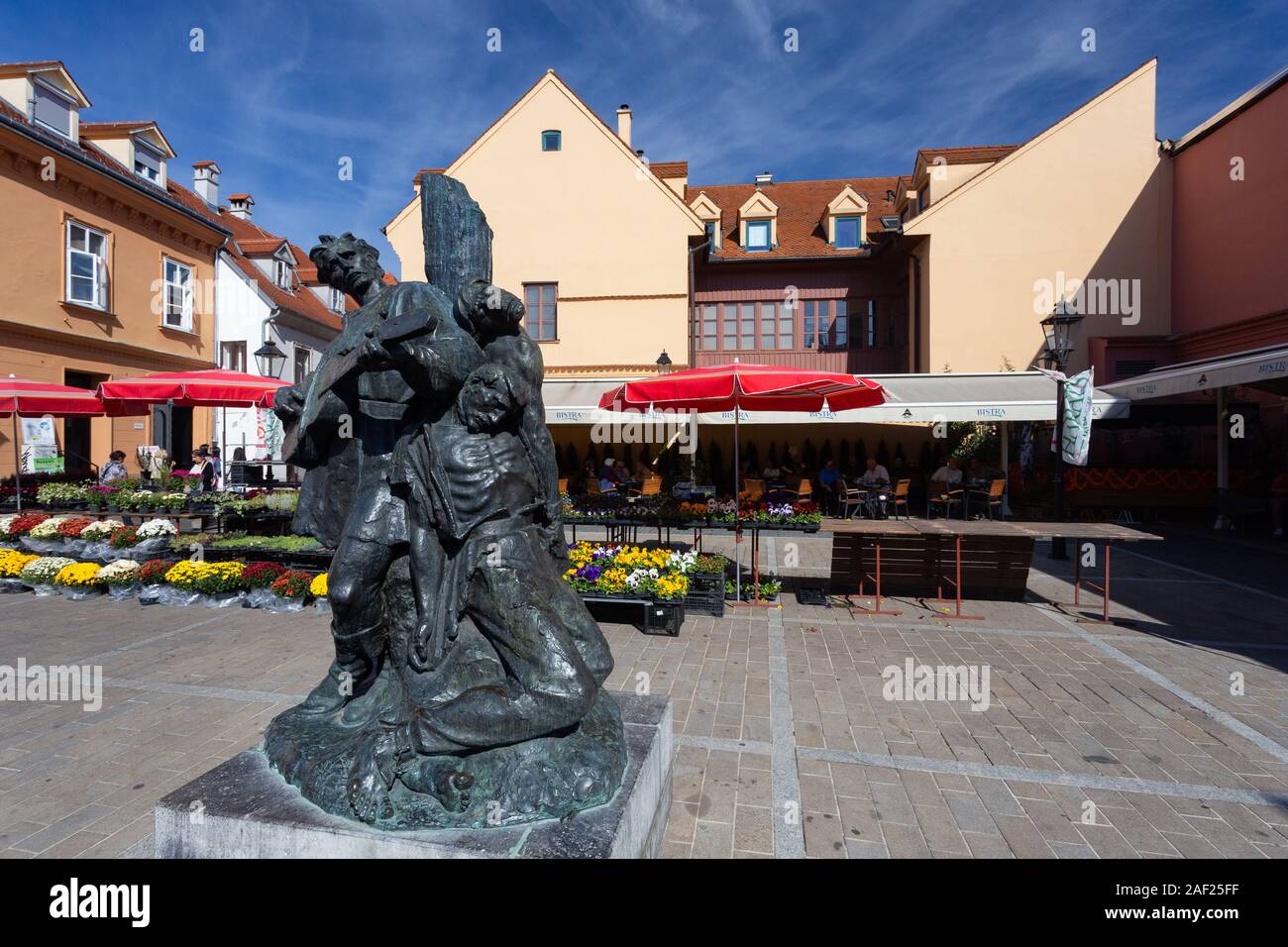 Petrica Kerempuh monument at the central market 'Dolac' in town Zagreb, Croatia Stock Photo