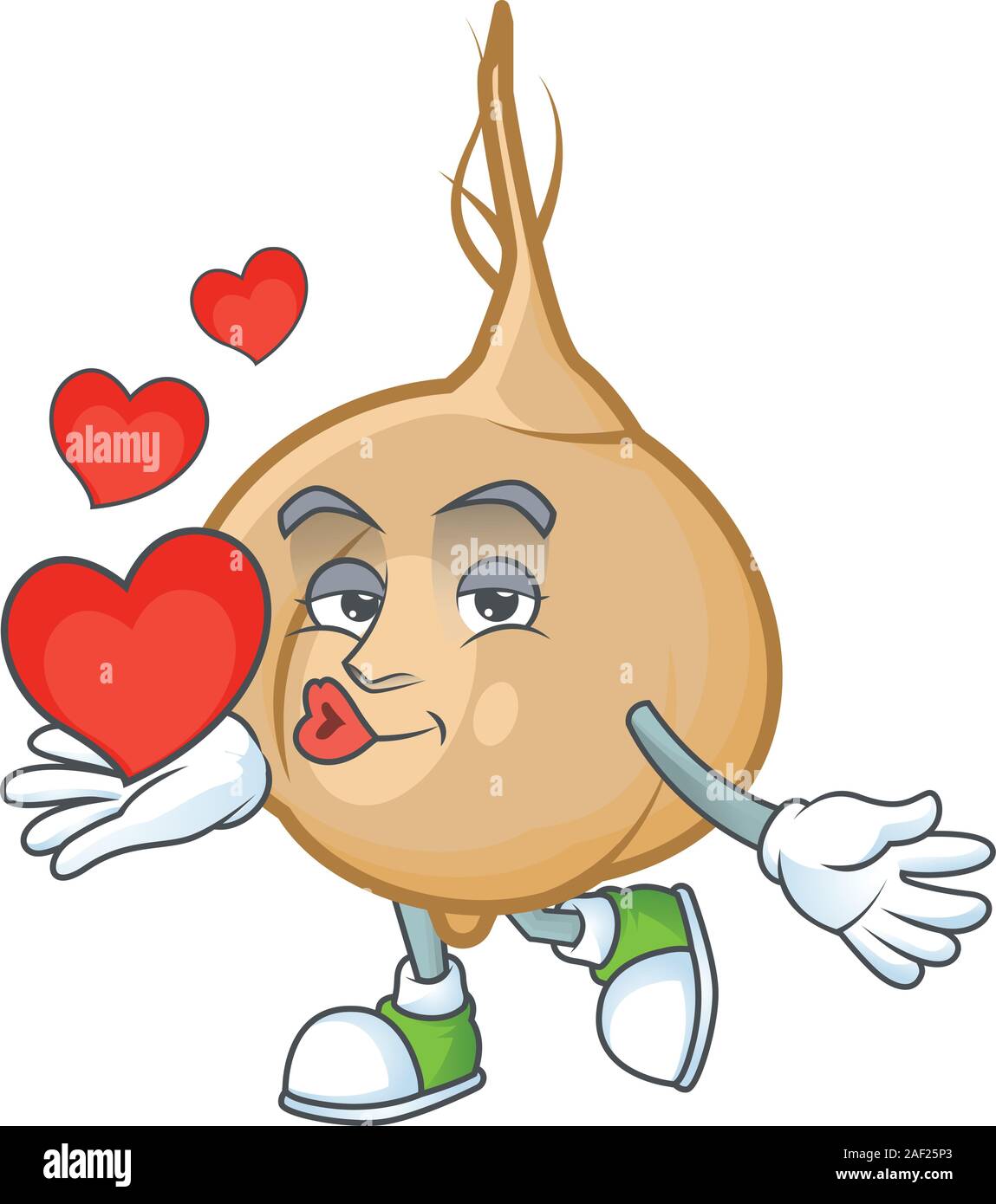 With heart jicama cartoon character mascot style Stock Vector