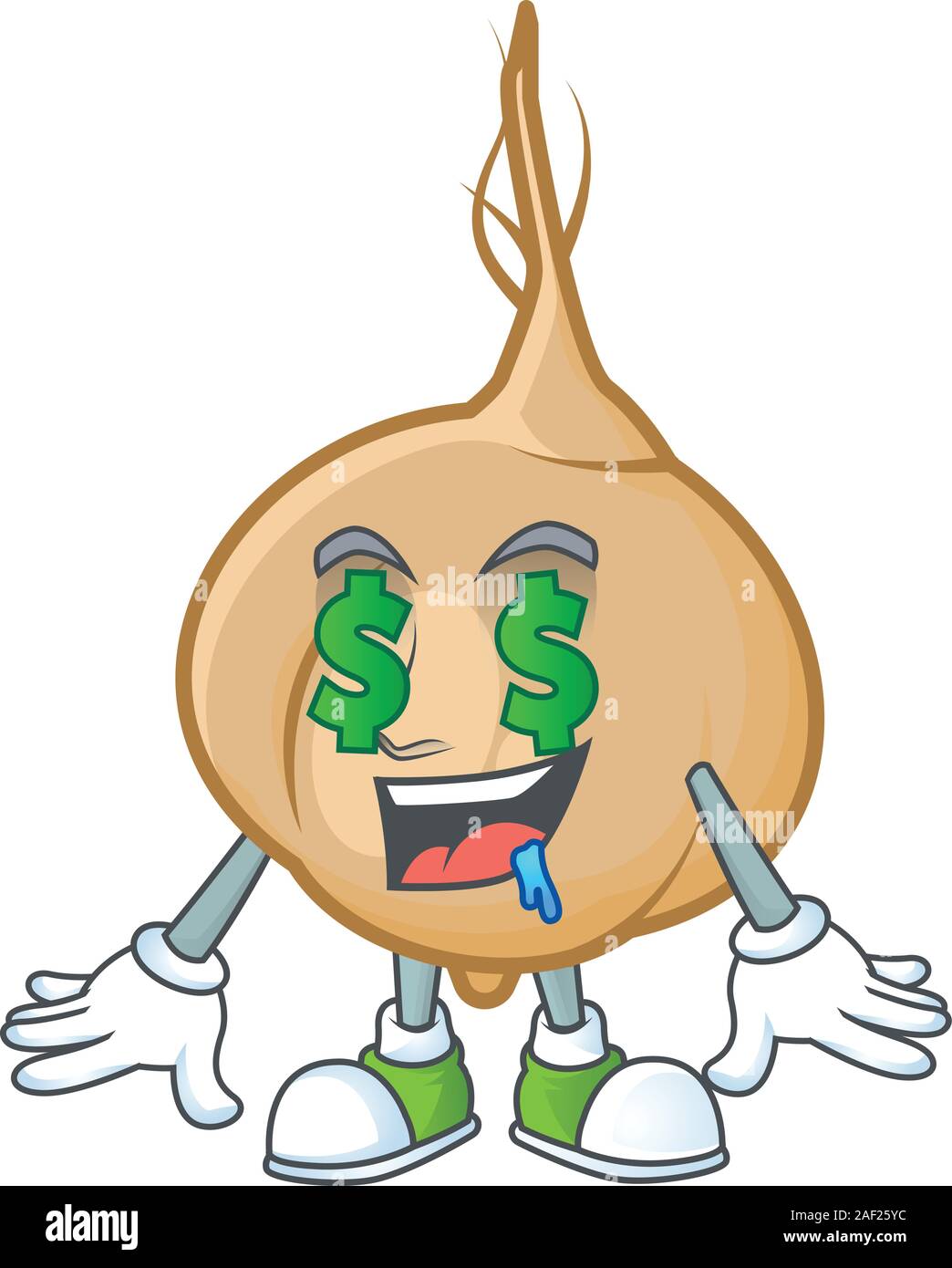 Jicama with Money eye cartoon character design Stock Vector