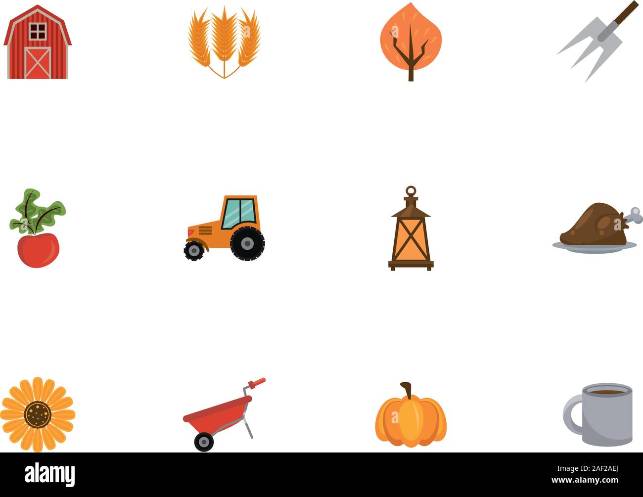 bundle of thanksgiving set icons Stock Vector