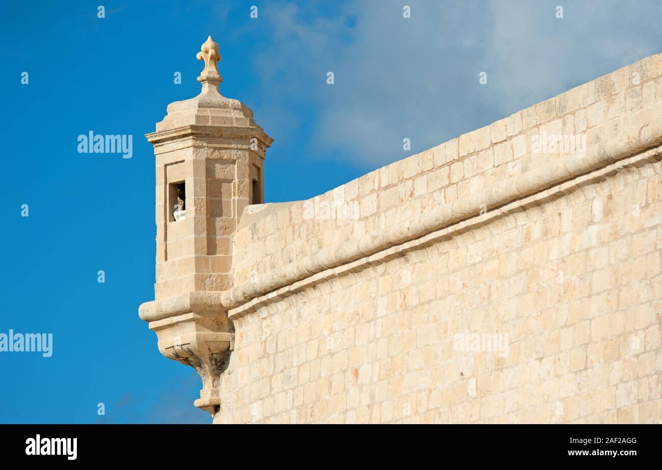 Sentry post on the St. Angelo Fort, Birgu, Malta Stock Photo