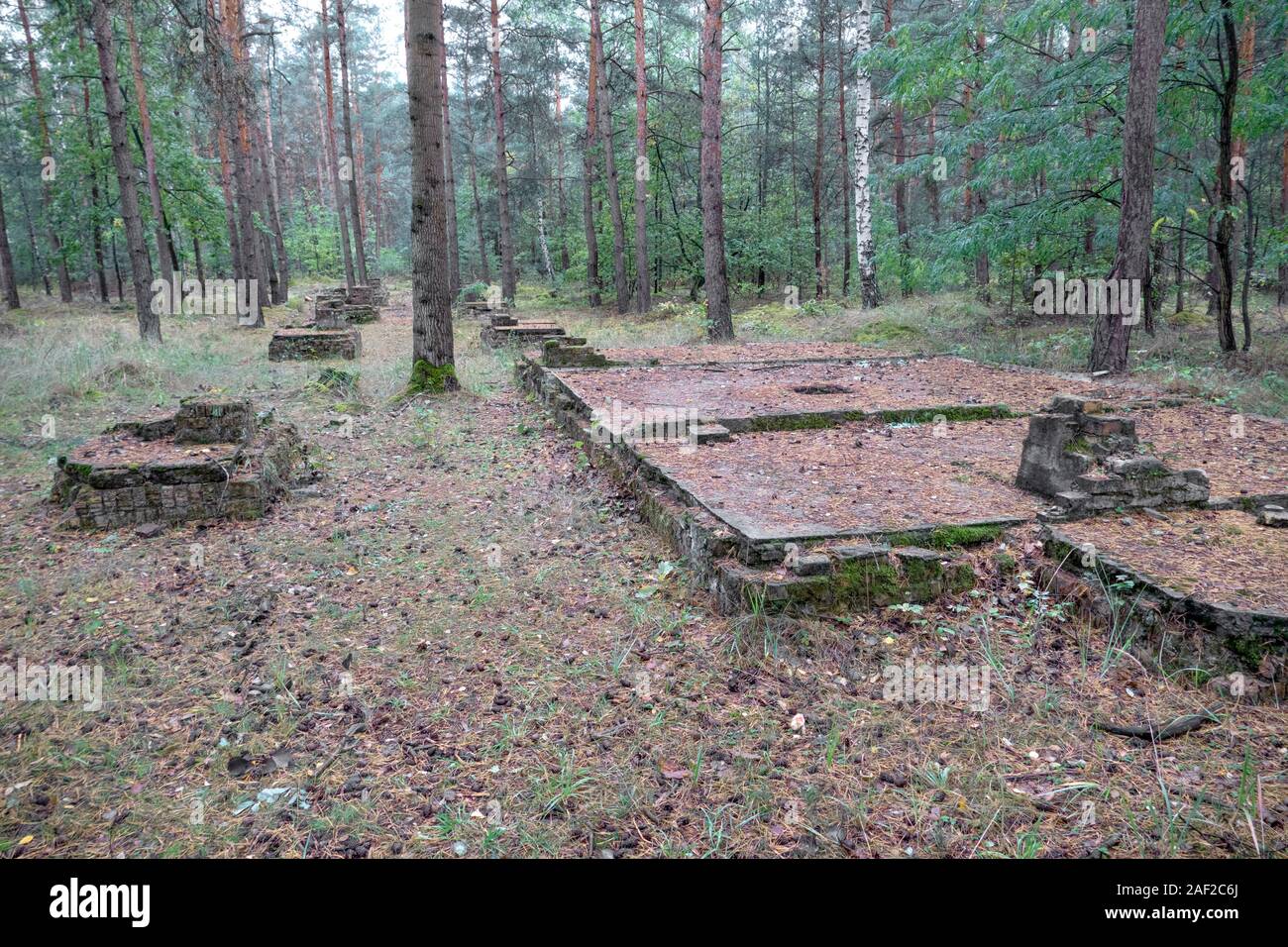 The remains of Stalag Luft III - Stammlager Luft III near the Polish town of Sagan in Lower Silesia. The POW prisoner of war camp was run by the Luftw Stock Photo