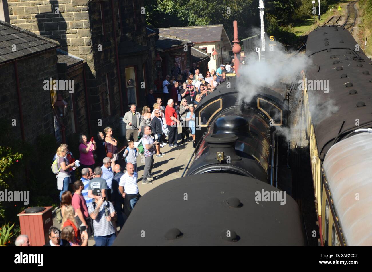 steam train at Goathland railway station Stock Photo