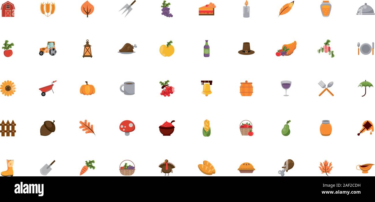 bundle of thanksgiving set icons Stock Vector