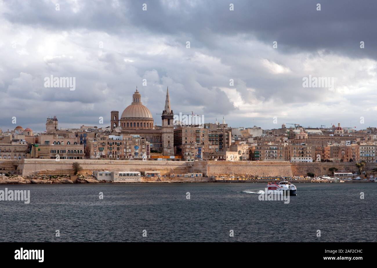 Valletta viewed from Sliema, Malta Stock Photo