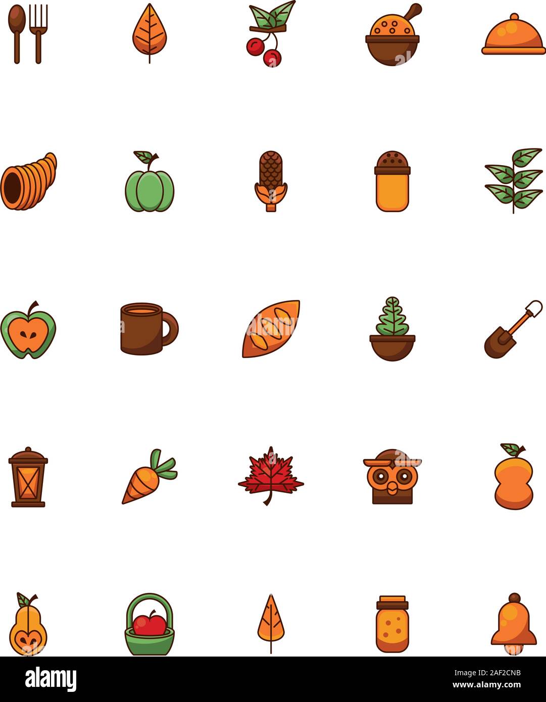 bundle of thanksgiving set icons Stock Vector