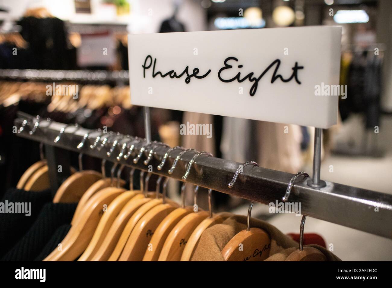 Phase Eight clothing rail in a store. It is a British women wear designer clothing brand with stores around the world with clothing designed in-house Stock Photo