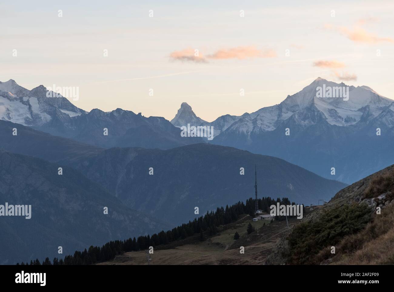 Mountain range along Bettmeralp, Wallis in the swiss alps in