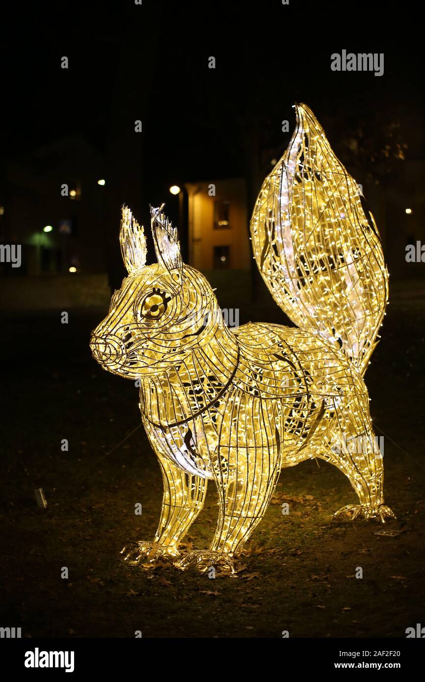 SOEDERTAELJE, SWEDEN - DEC 09 2019 : Christmas decorations in a public park.. Stock Photo