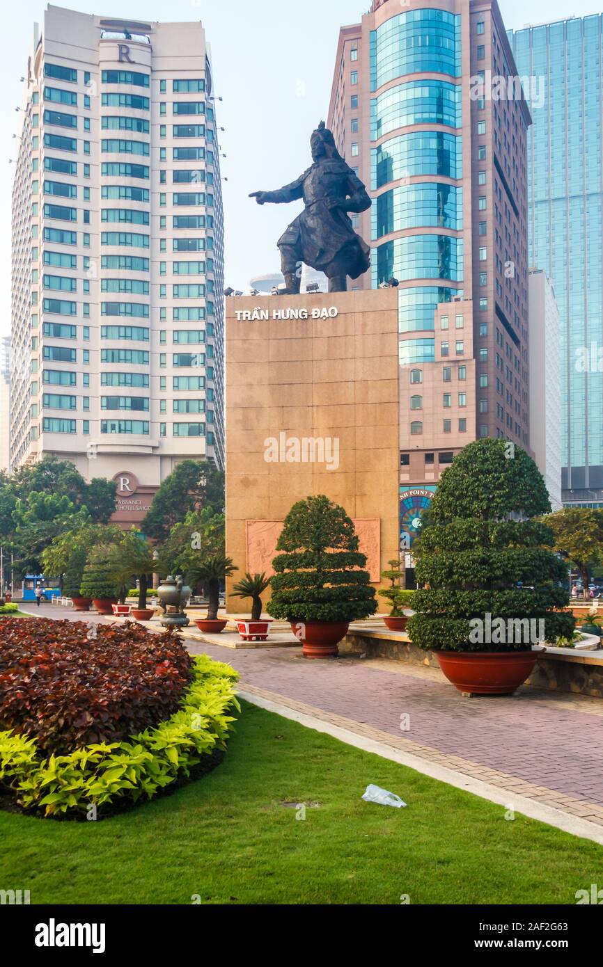 Ho Chi Minh City, Vietnam - October 29th 2013: Statue of Grand Prince Tran Hung Dao. He was a 13th century imperial prince and army commander. Stock Photo