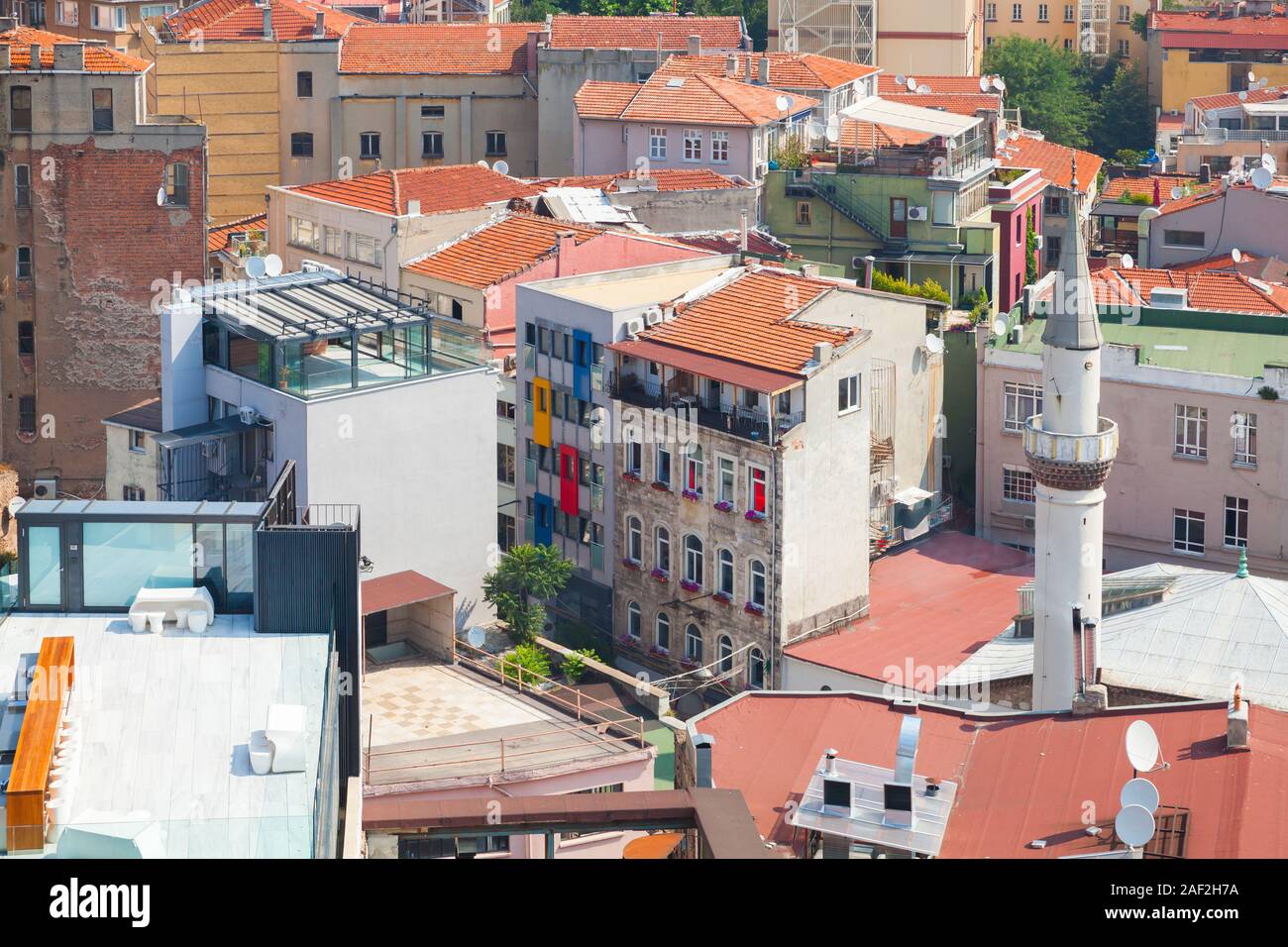 Istanbul, Turkey. Aerial cityscape with mosque, old and new living houses Stock Photo