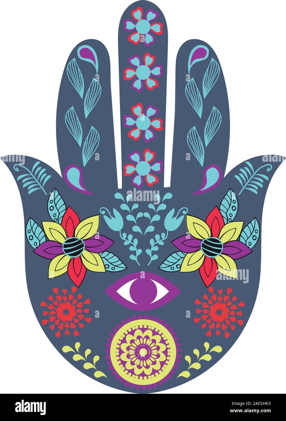 Hamsa nand talisman. Hand of Fatima in vector. Colorful image Stock Vector