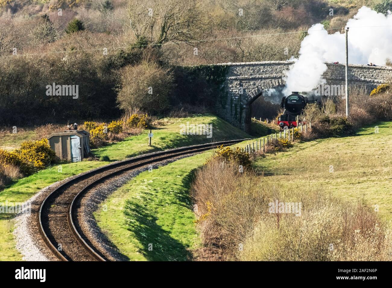 British railway under the birdge at Dorset, UK Stock Photo