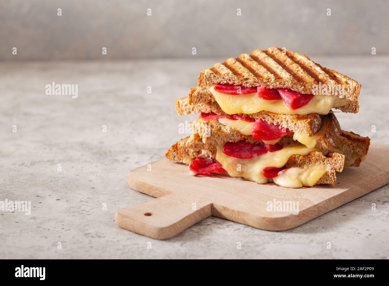 grilled salami and cheese sandwich Stock Photo Alamy