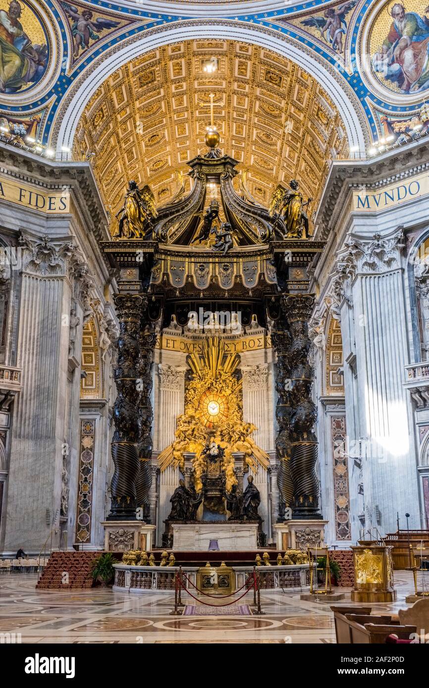 Magnificent interior of the Papal Basilica of St. Peter, St. Peter's ...
