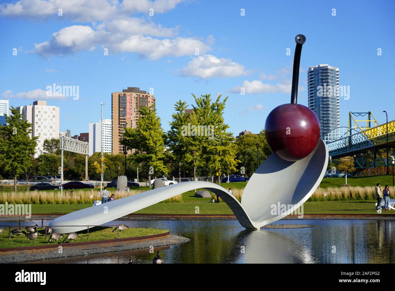 The Spoonbridge and Cherry at the Minneapolis Sculpture Garden. It is