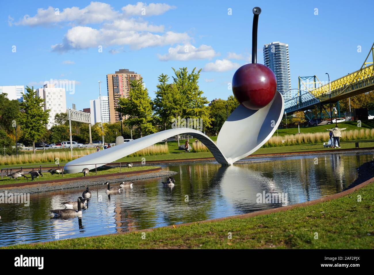 The Spoonbridge and Cherry at the Minneapolis Sculpture Garden. It is