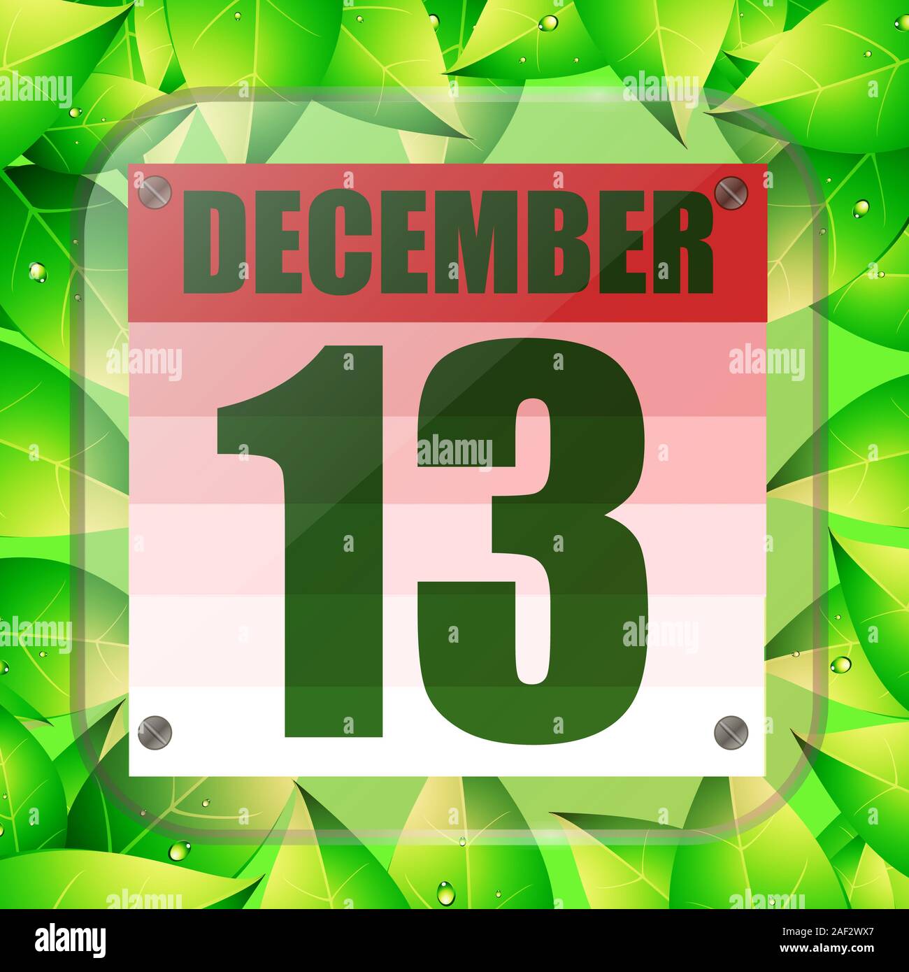 December 13 icon. Calendar date for planning important day with green