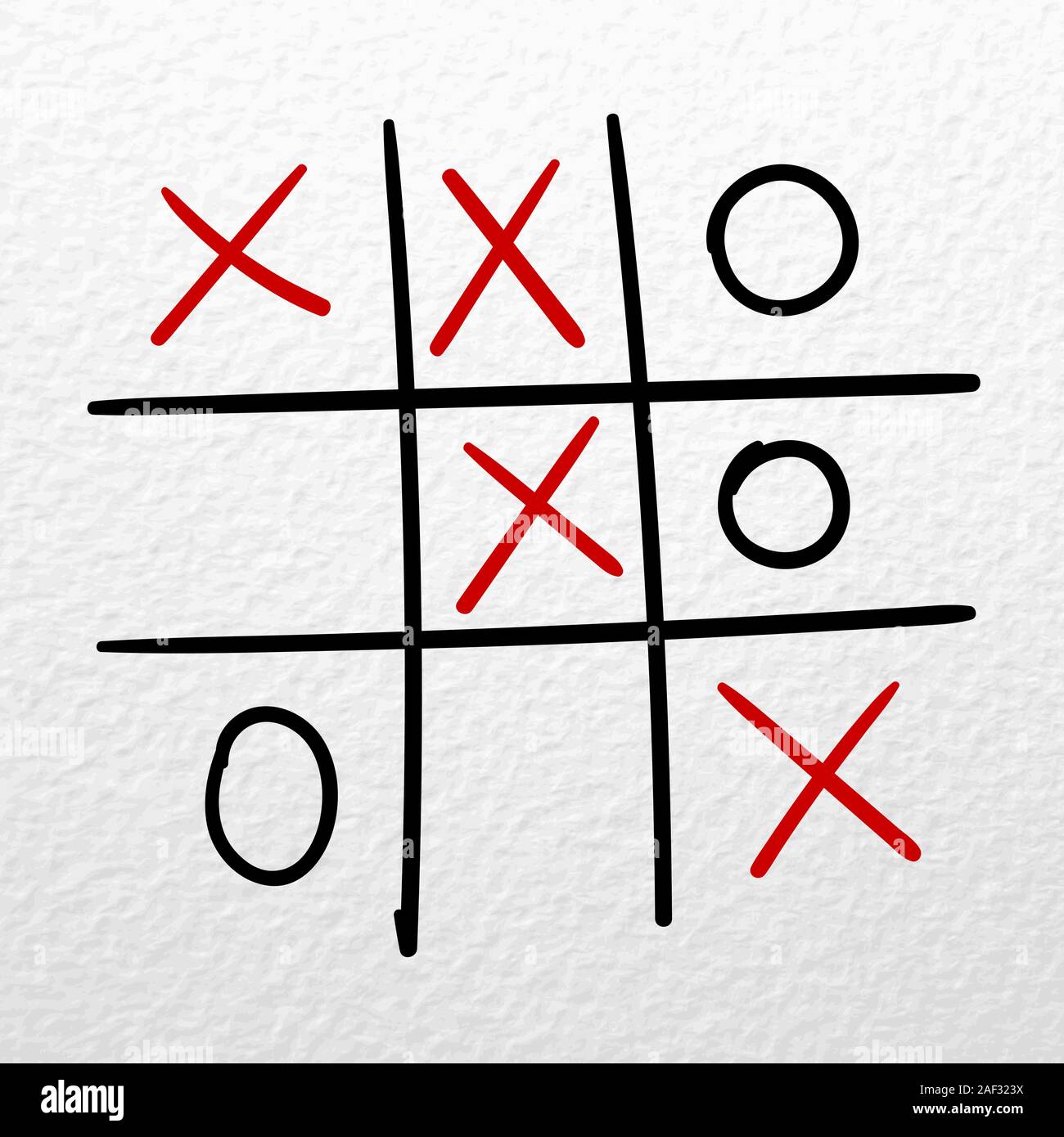 Tic tac toe. Vector hand drawn game on a white paper texture Stock Vector
