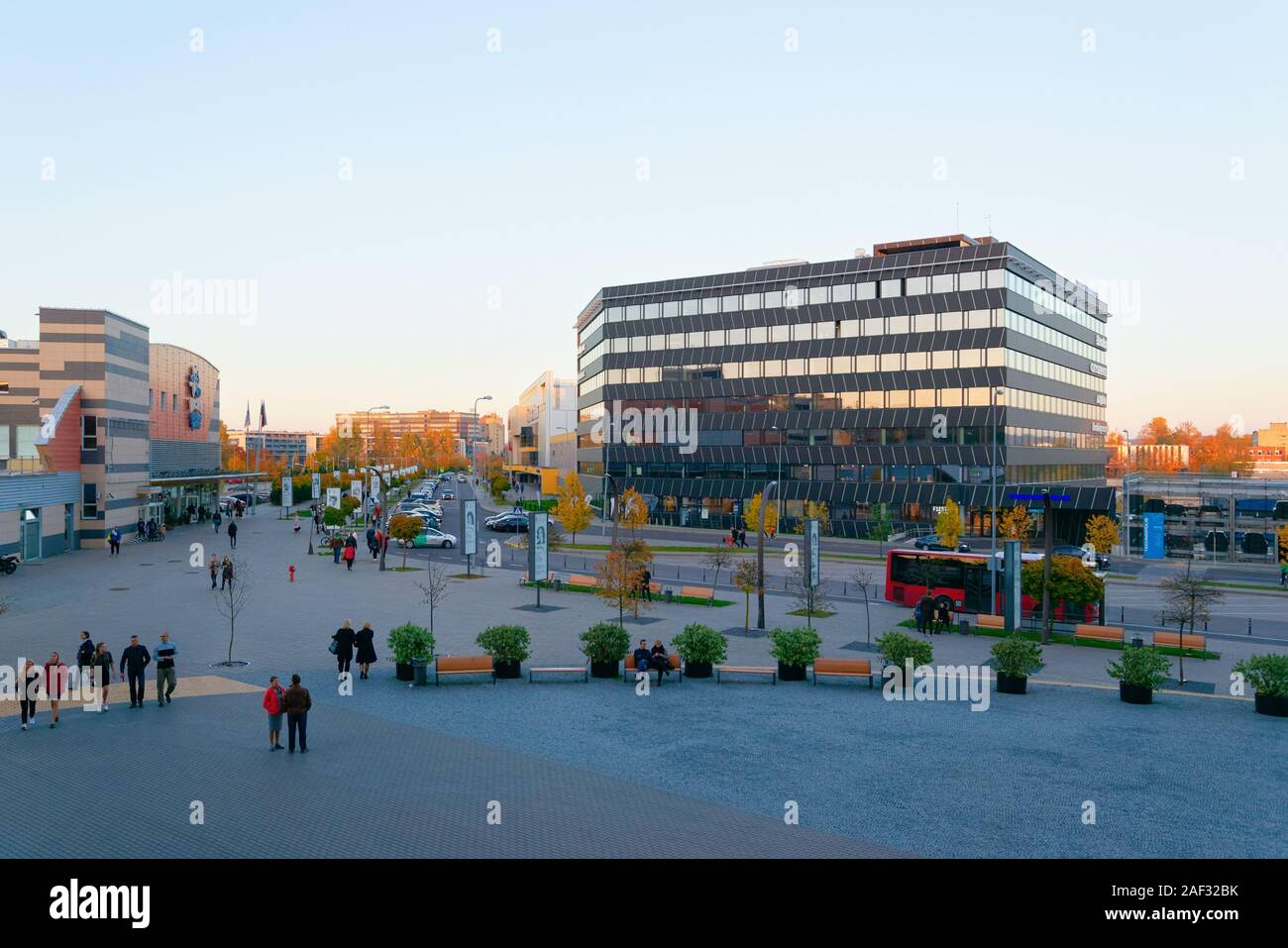 People on square at shopping mall Vilnius Stock Photo