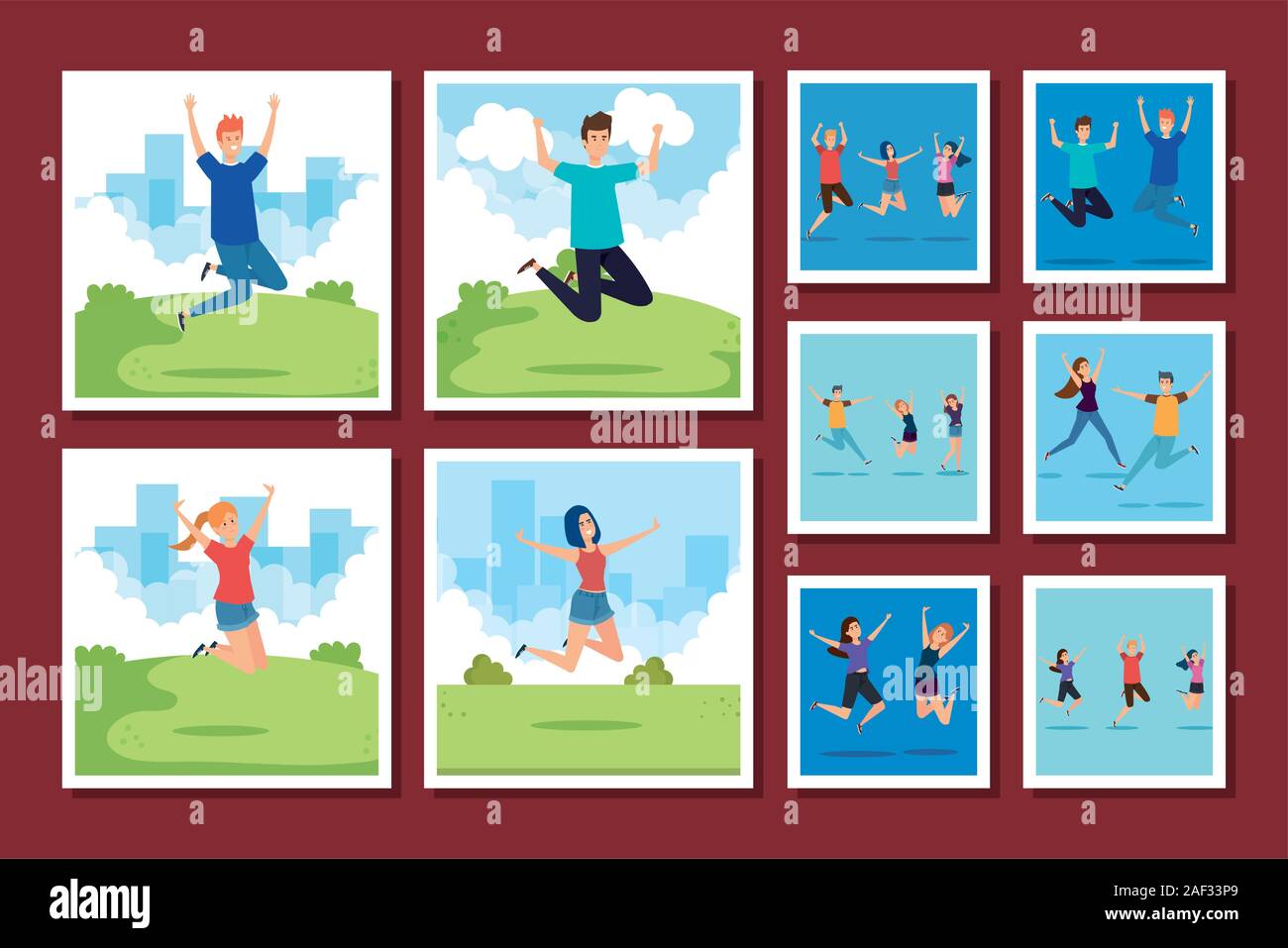 bundle of group teenager happy Stock Vector Image & Art - Alamy