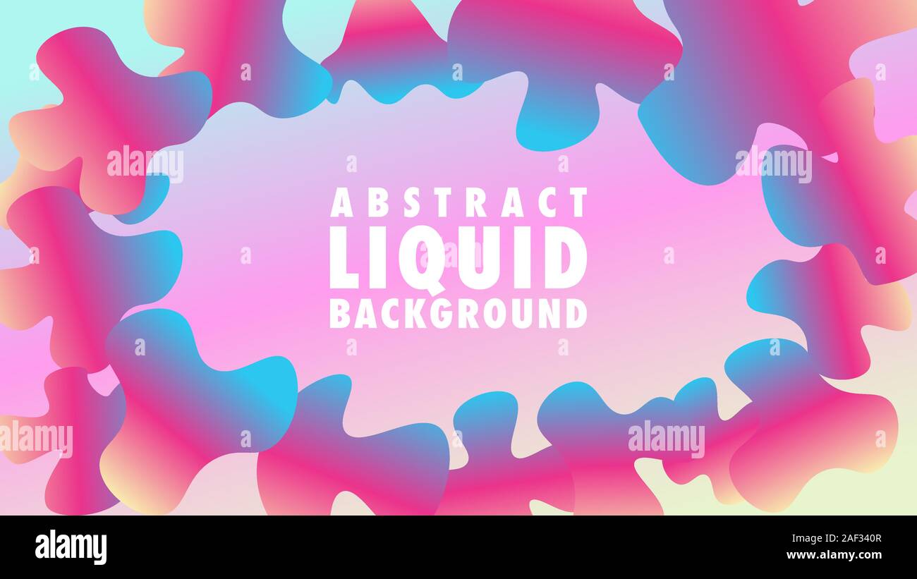 Beautiful Abstract Liquid Background Design Template,  Girly Design Concept, Fantasy Land Theme, 16:9, Colorful, Pinky Purple Violet Blue Gradation Stock Vector