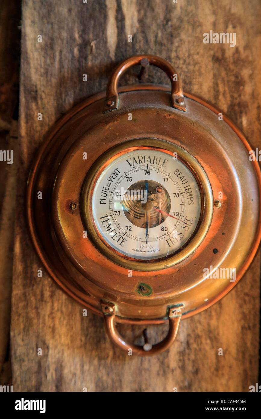 Brass barometer Stock Photo