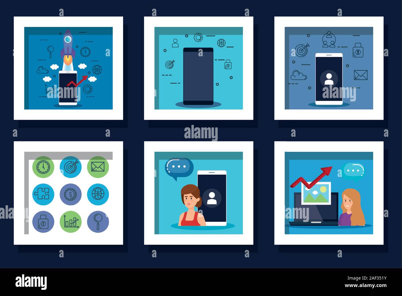 bundle of women with teamwork icons Stock Vector Image & Art - Alamy