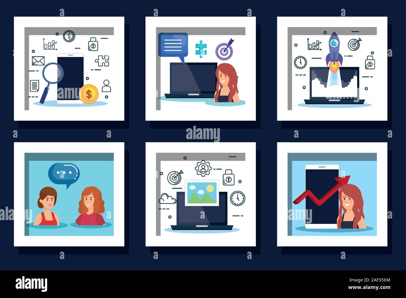 bundle of women with teamwork icons Stock Vector Image & Art - Alamy