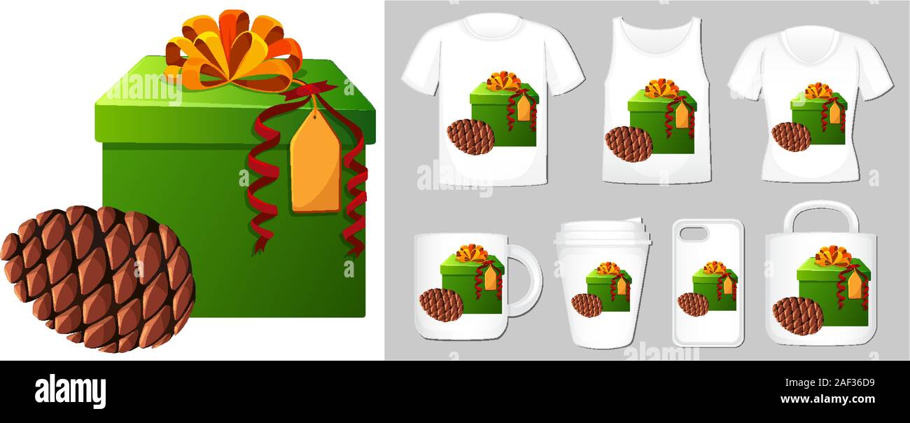 Christmas theme with present and pinecone on product templates ...