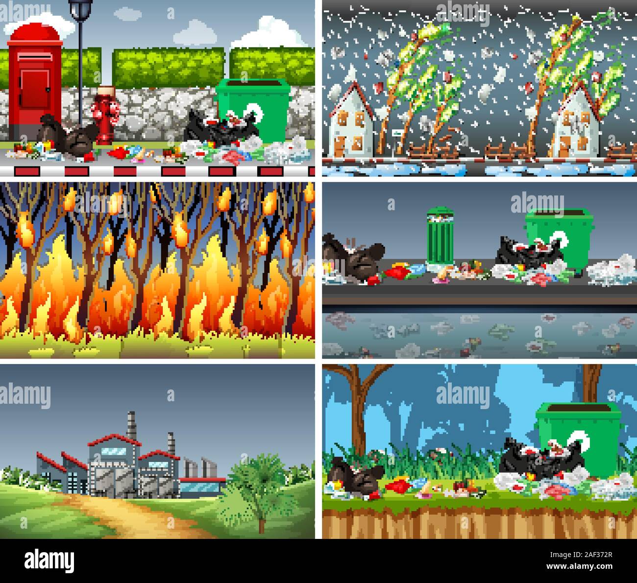 Polluted Scenes Set of polluted scenes illustration Stock Vector Image & Art - Alamy