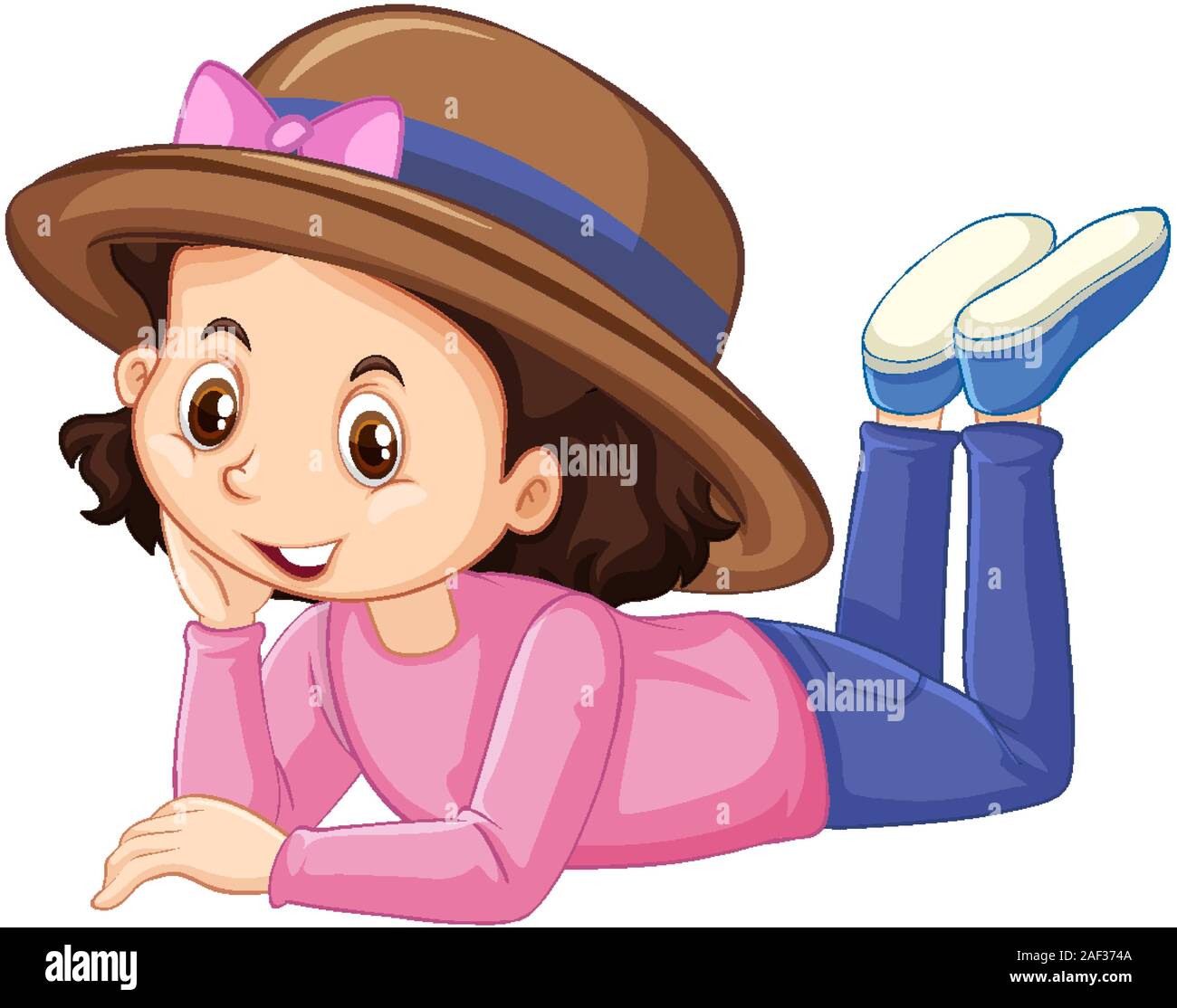 Happy girl in pink shirt on white background illustration Stock Vector ...