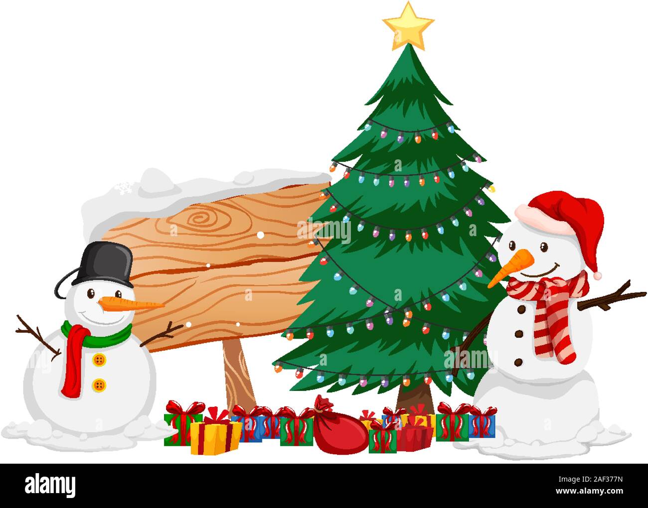 Christmas theme with Snowman and christmas tree illustration Stock ...