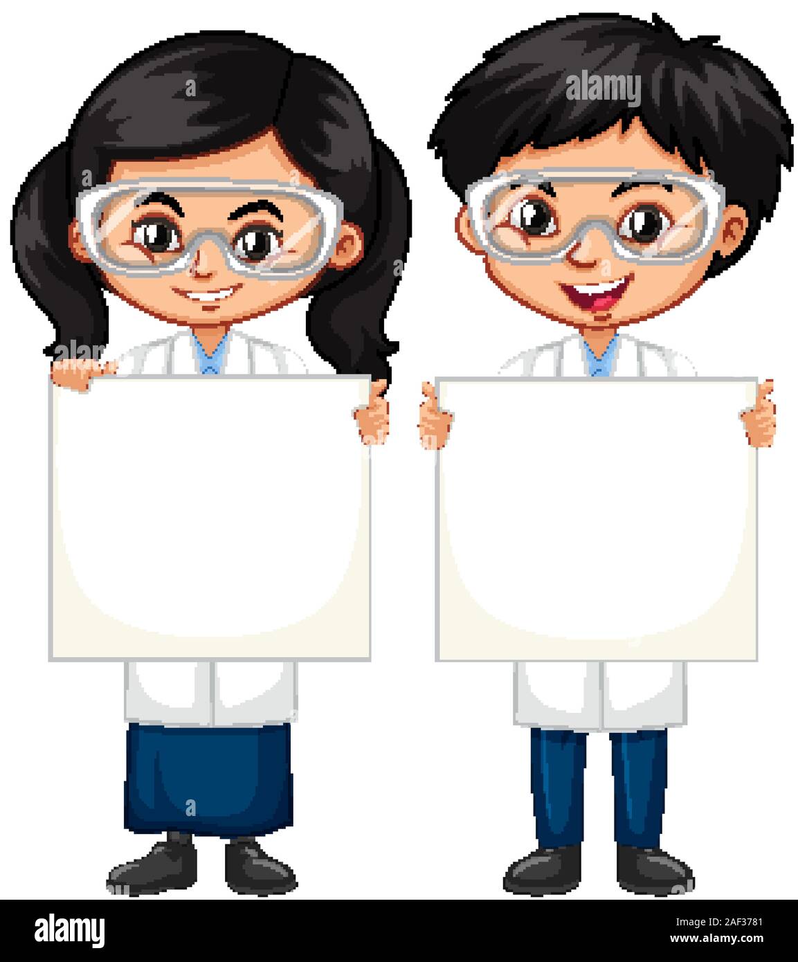 Boy and gril holding whiteboard illustration Stock Vector Image & Art ...