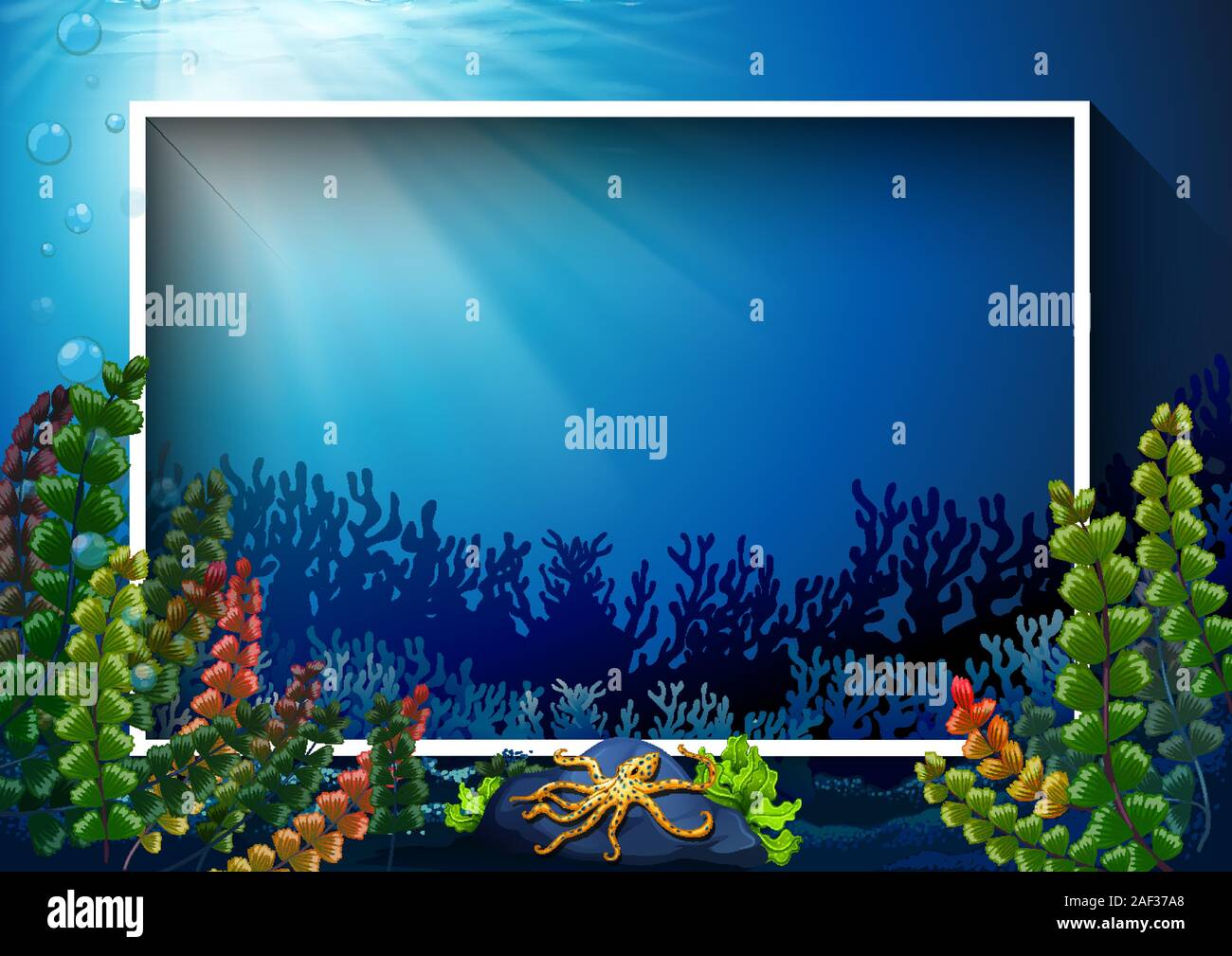 Border template with seaweeds underwater illustration Stock Vector ...