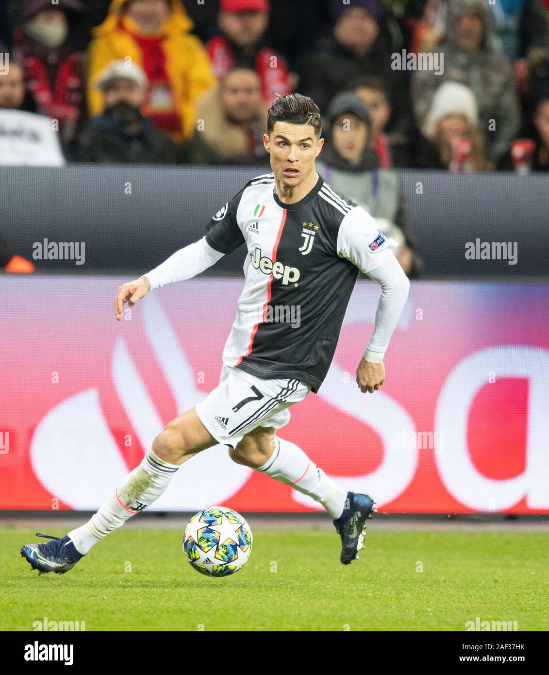 Cristiano RONALDO (Juve) Promotion, Football Champions League, Preliminary  Round, 6th matchday Group D, Bayer 04 Leverkusen (LEV) - Juventus (Juve) 0:  2, on 11.12.2019 in Leverkusen / Germany. | Usage worldwide Stock Photo -  Alamy