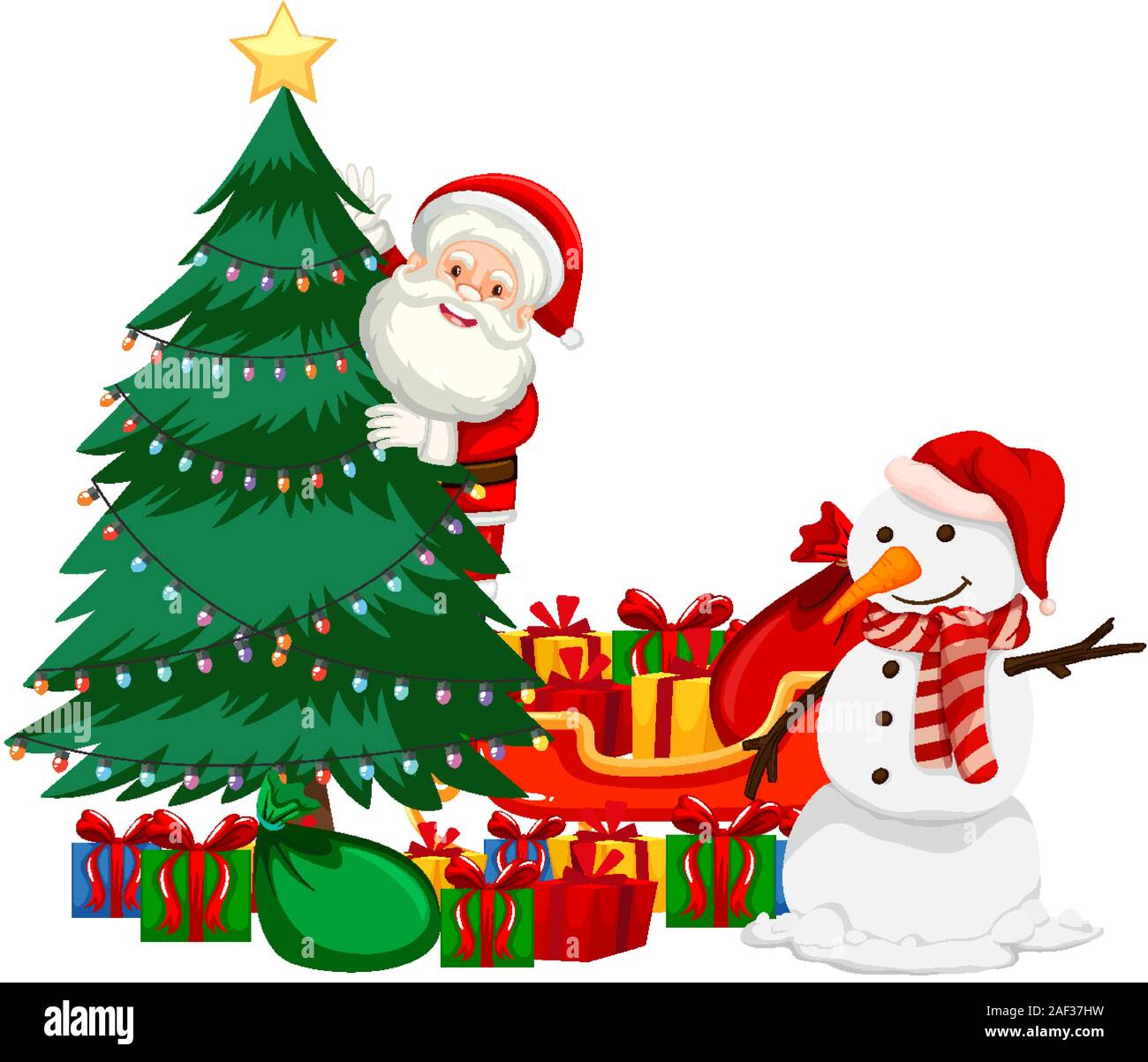 Christmas theme with Santa and snowman illustration Stock Vector Image ...