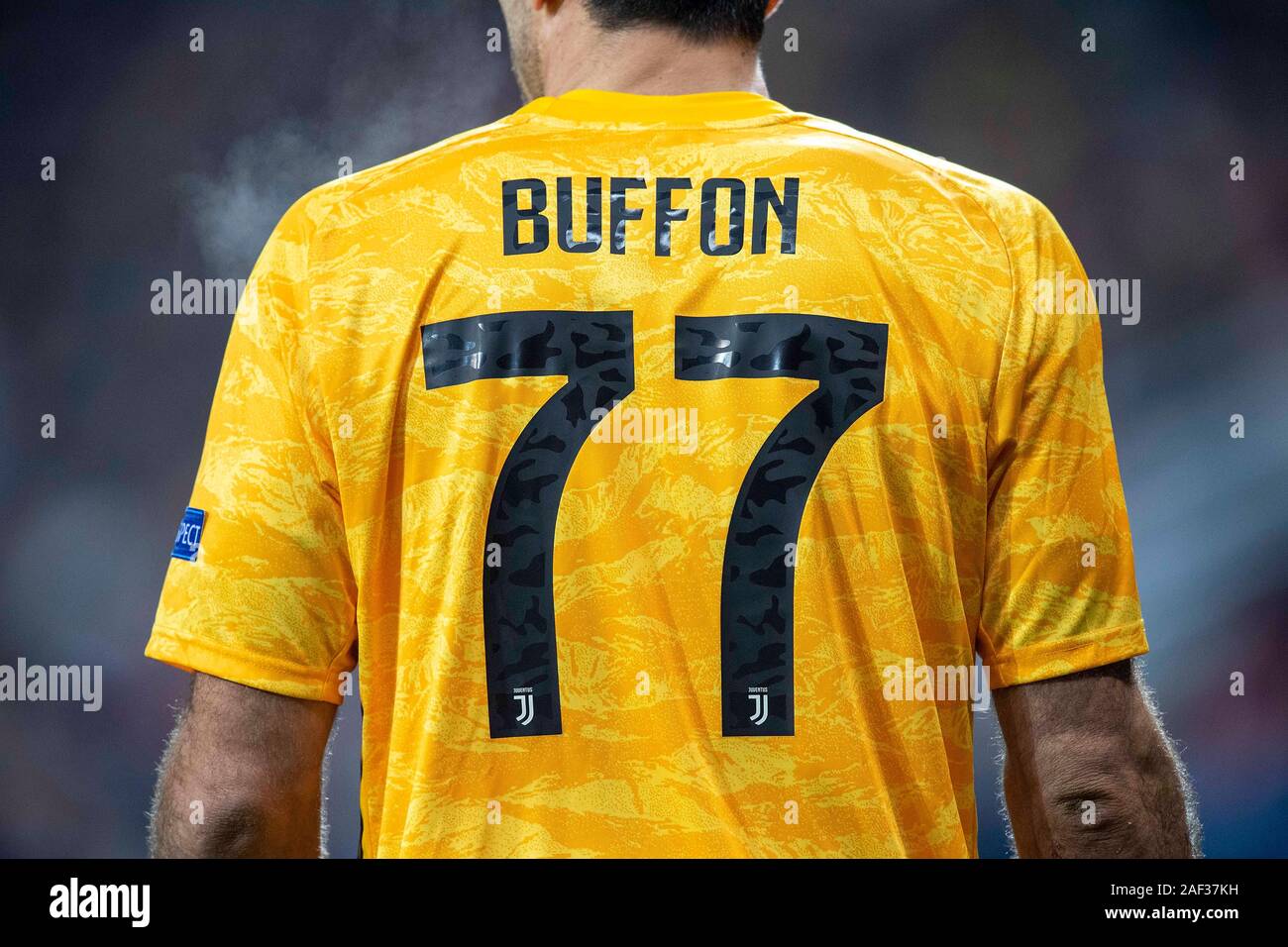 Feature, jersey number 77, goalie Gianluigi BUFFON (Juve), Football Soccer  League, Preliminary Round, 6th matchday Group D, Bayer 04 Leverkusen (LEV)  - Juventus (Juve) 0: 2, on 11.12.2019 in Leverkusen / Germany.