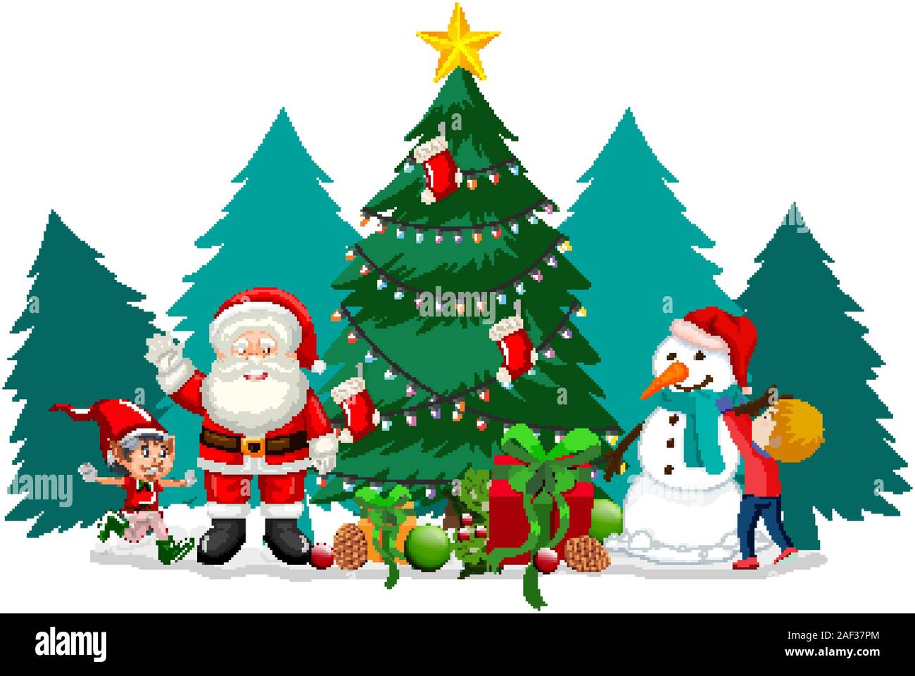Christmas theme with Santa and snowman illustration Stock Vector Image ...