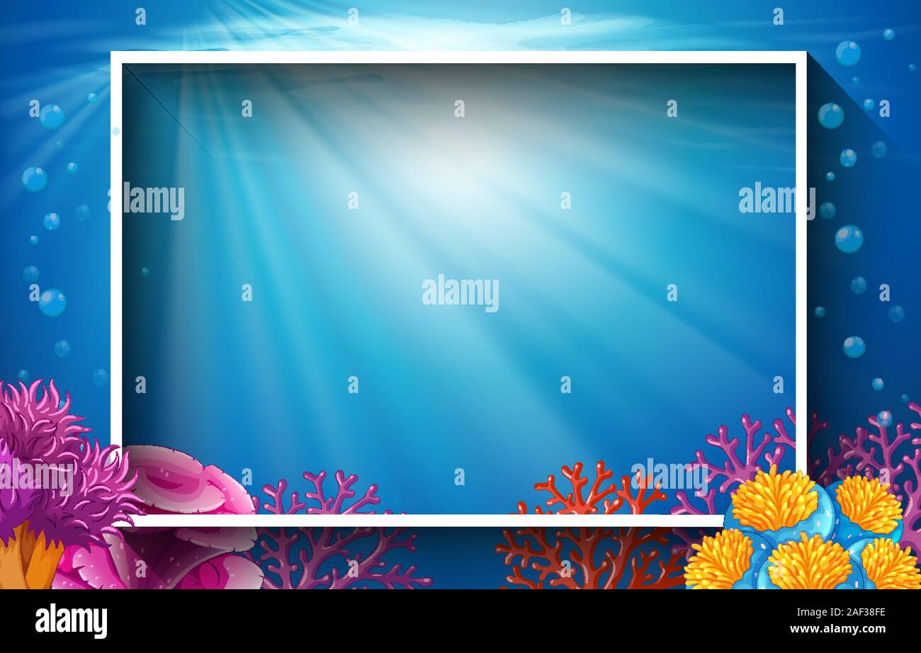 Border template with coral underwater illustration Stock Vector Image ...