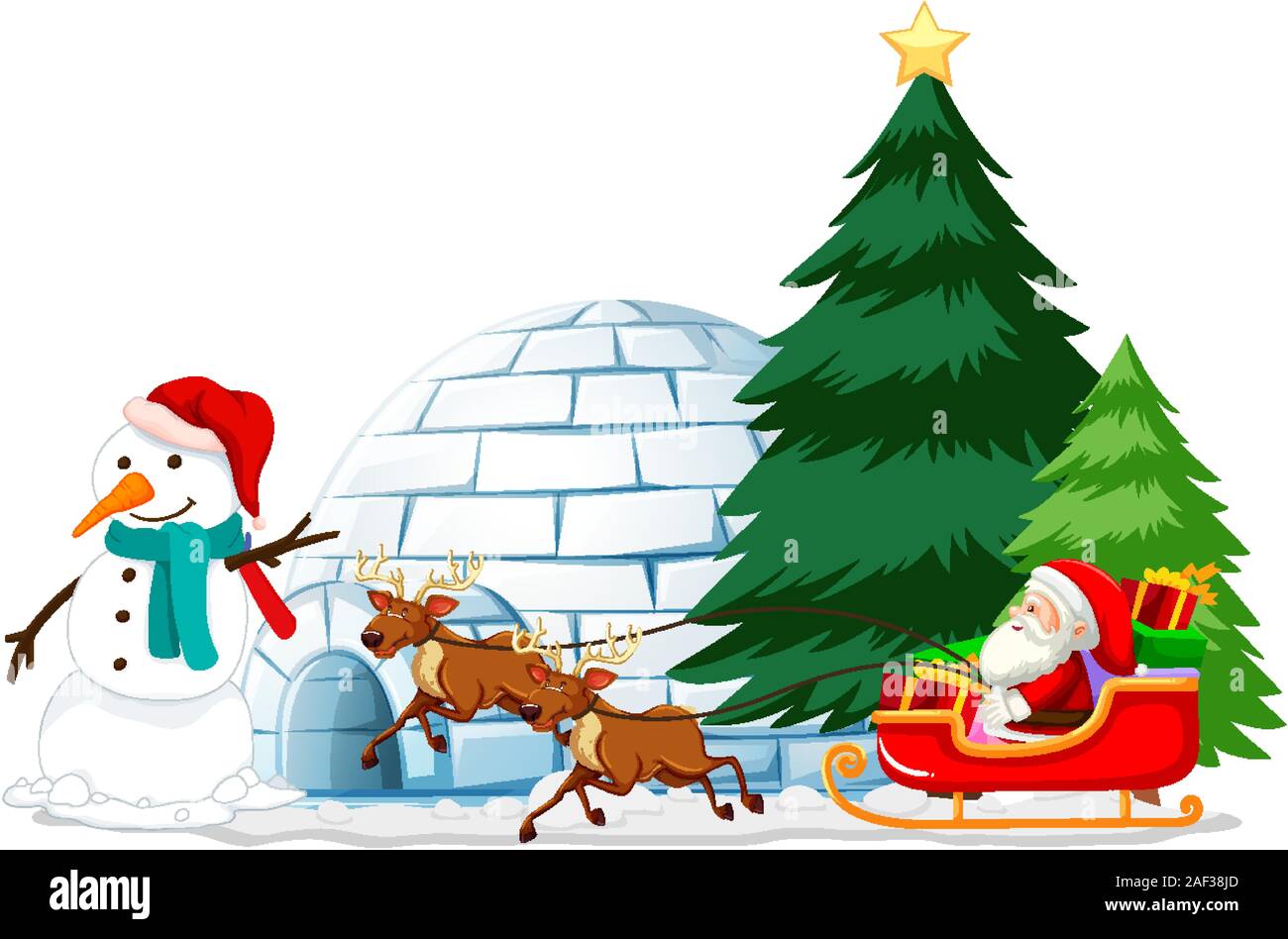 Christmas theme with Santa and snowman illustration Stock Vector Image ...