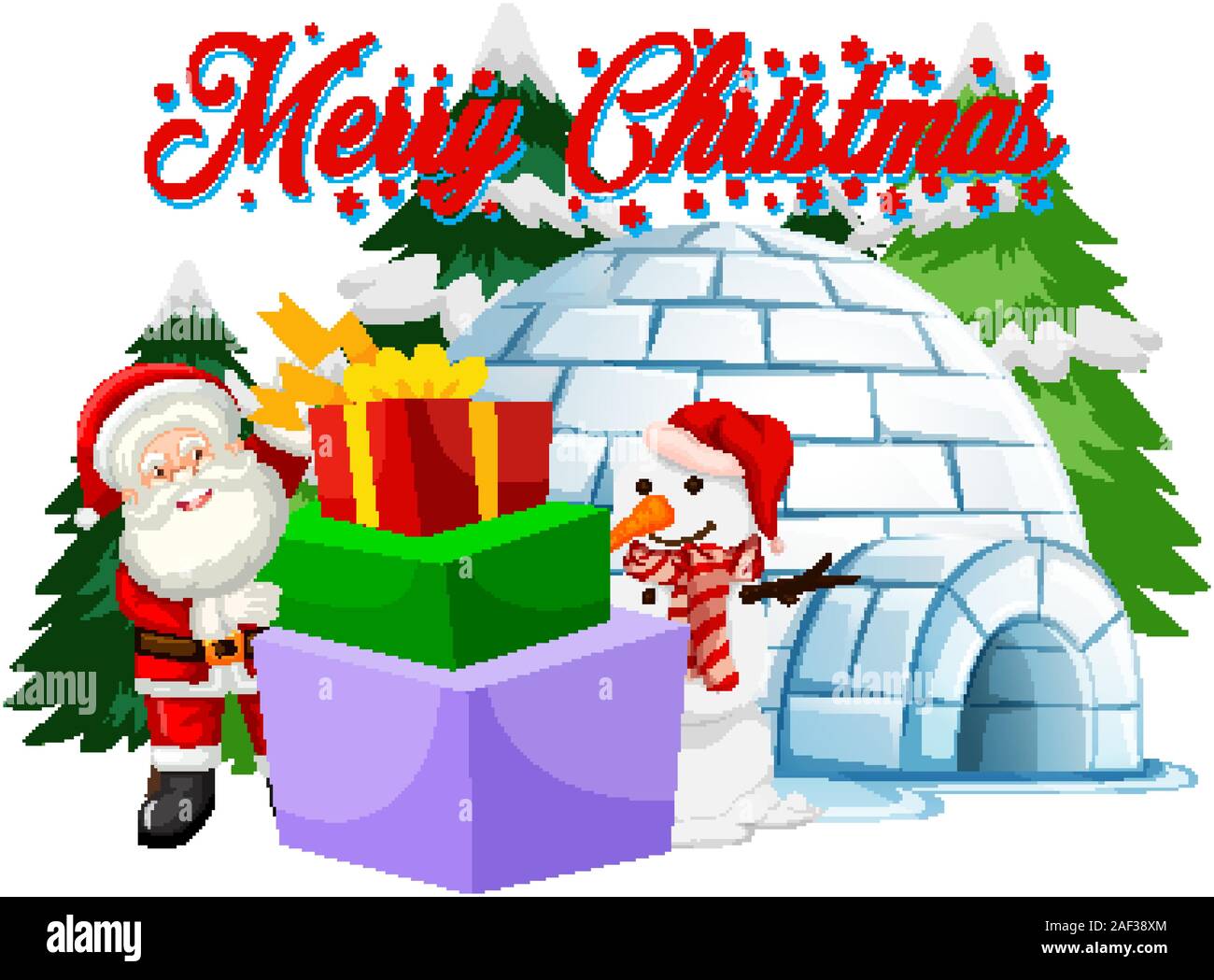 Christmas theme with Santa and snowman illustration Stock Vector Image ...