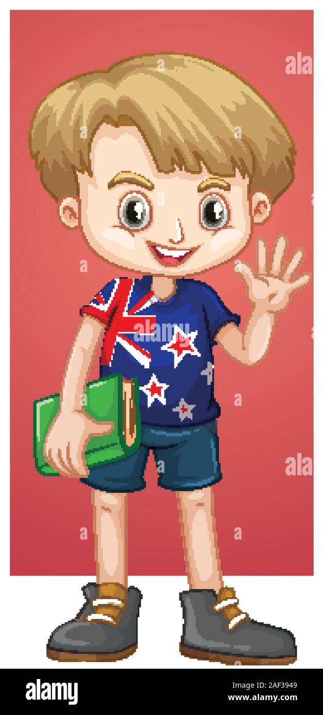 Happy boy holding a book illustration Stock Vector Image & Art - Alamy