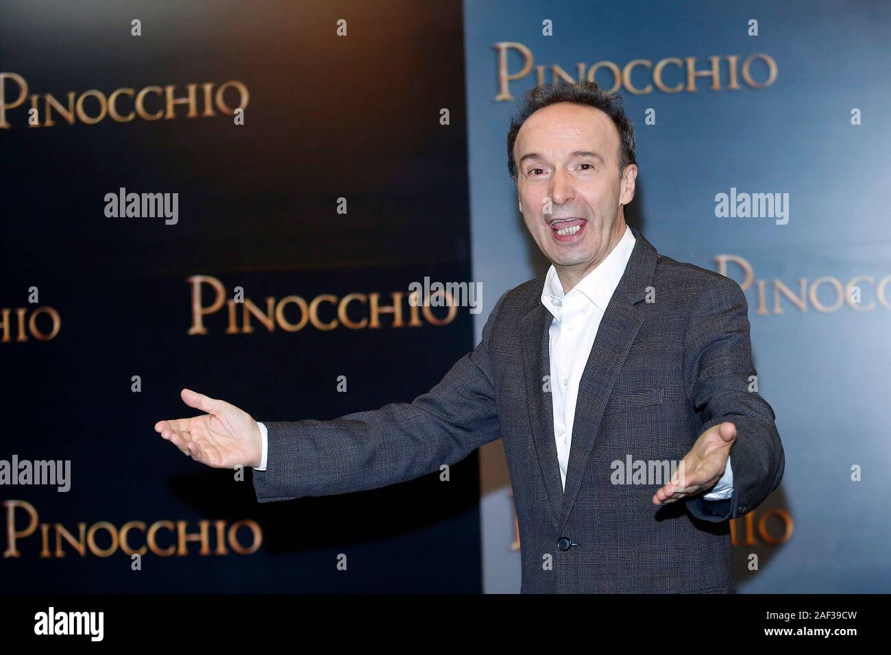 Rome, Italy. 12th Dec, 2019. Roberto Benigni as Mister Geppetto Rome December 12th 2019. Pinocchio Photocall in Rome Foto Samantha Zucchi Insidefoto Credit: insidefoto srl/Alamy Live News Stock Photo