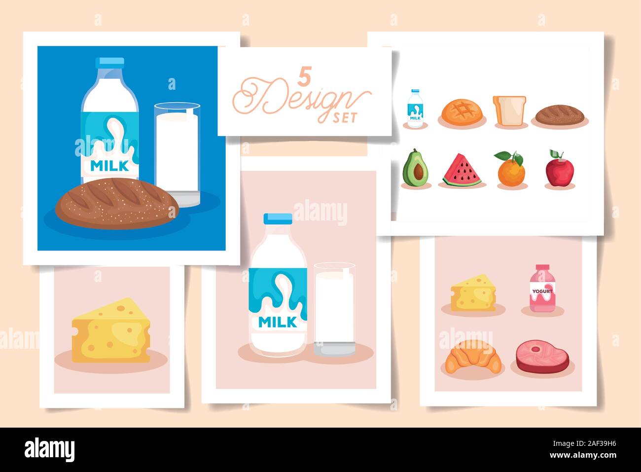 set five designs of healthy food Stock Vector Image & Art - Alamy