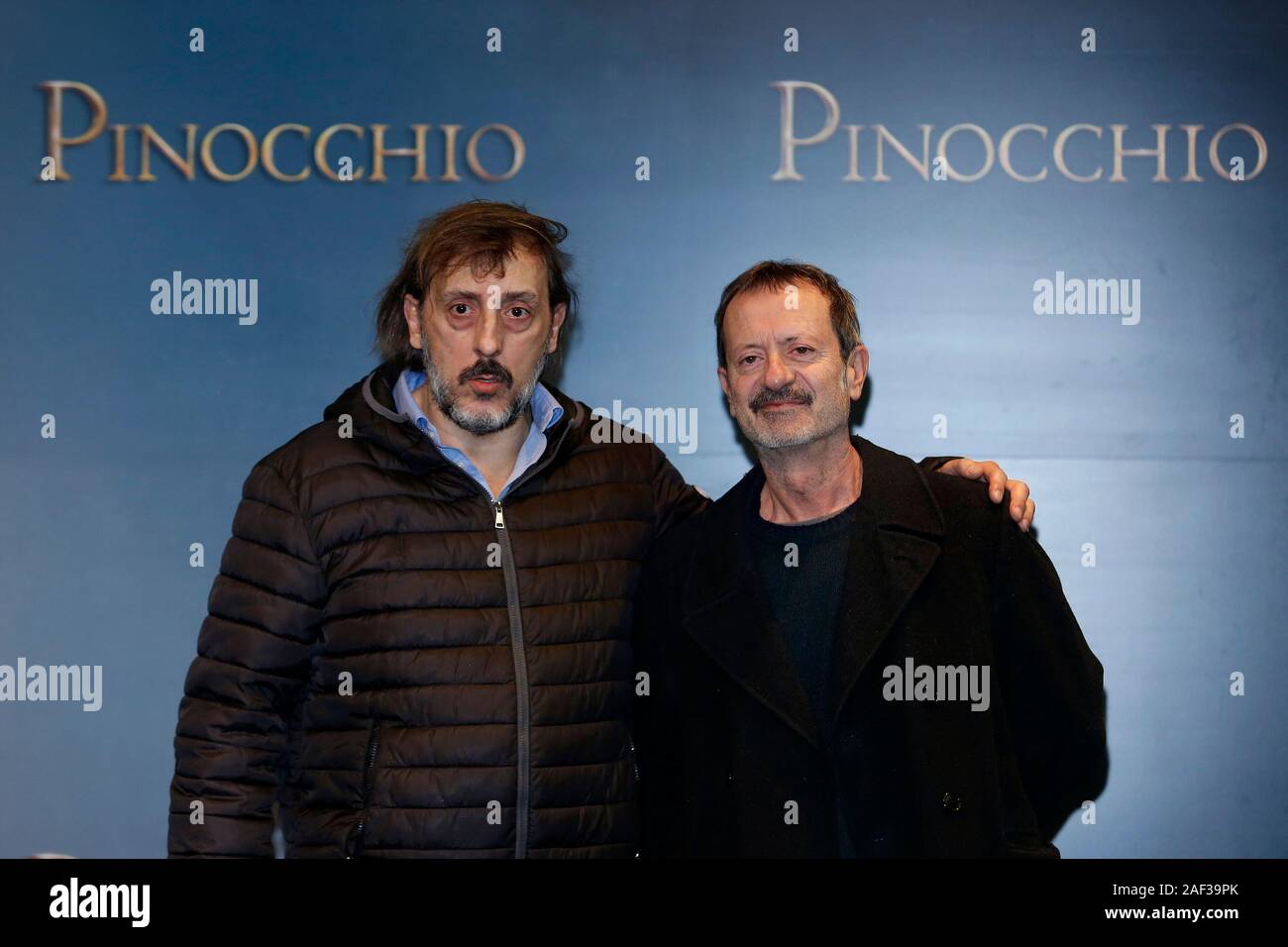 Rome, Italy. 12th Dec, 2019. Massimo Ceccherini as 'the fox' and Rocco Papaleo as 'the cat' Rome December 12th 2019. Pinocchio Photocall in Rome Foto Samantha Zucchi Insidefoto Credit: insidefoto srl/Alamy Live News Stock Photo