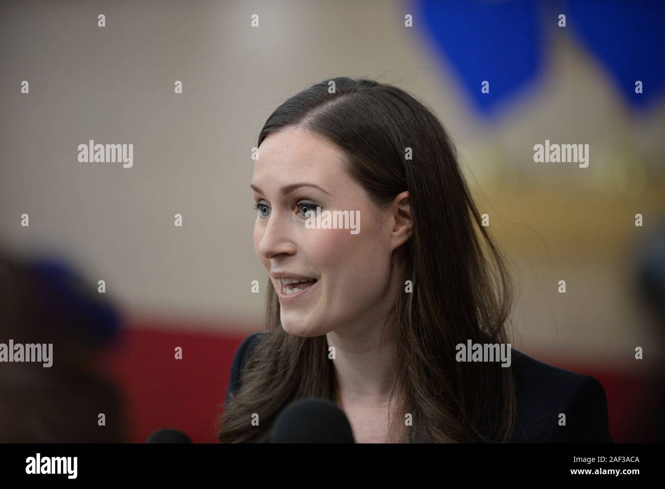 Brussels, Belgium. 12th Dec, 2019. New Finnish Prime Minister Sanna Marin speaks prior to a two-day session of the European Council, on December 12, 2019, in Brussels, Belgium. Credit: Petr Kupec/CTK Photo/Alamy Live News Stock Photo