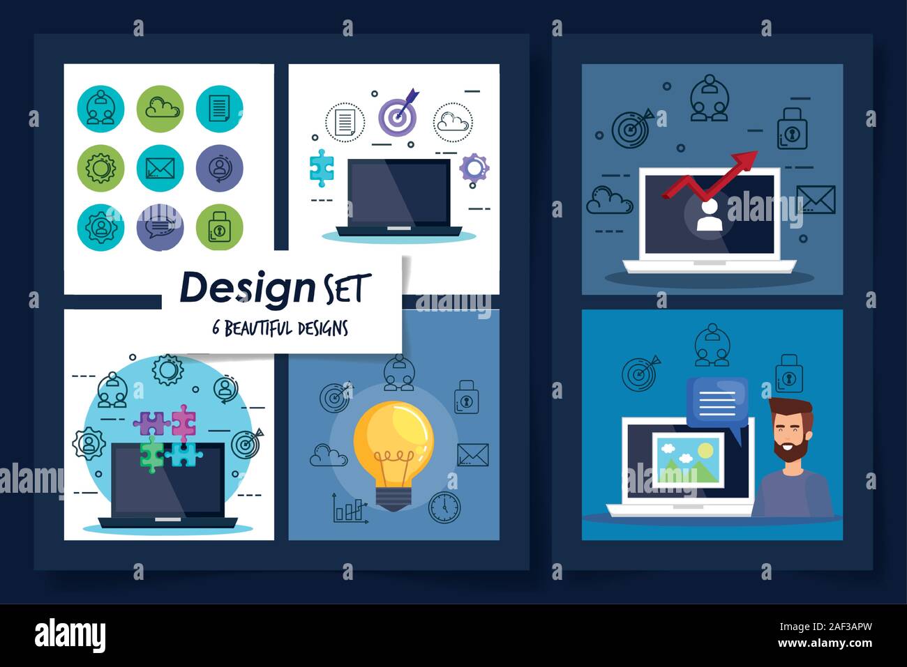 set six designs of man with teamwork icons Stock Vector Image & Art - Alamy