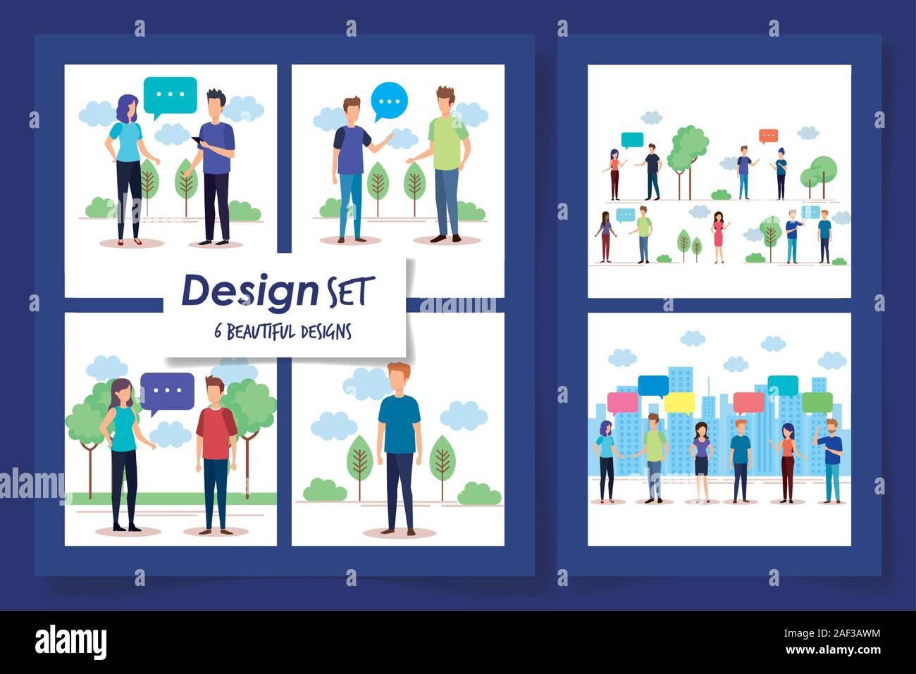 set six designs of young people talking Stock Vector Image & Art - Alamy