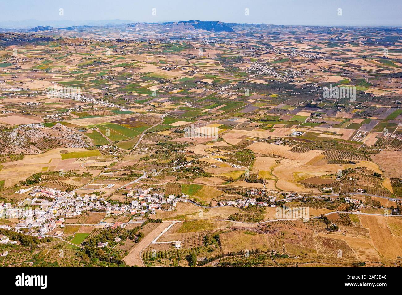 Aerial view of the agricultural fields near Trapani. Sicily Stock Photo ...